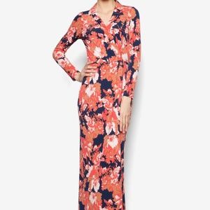 Lubna/Maxi Wrap Dress/Floral/NavyOrange /Small